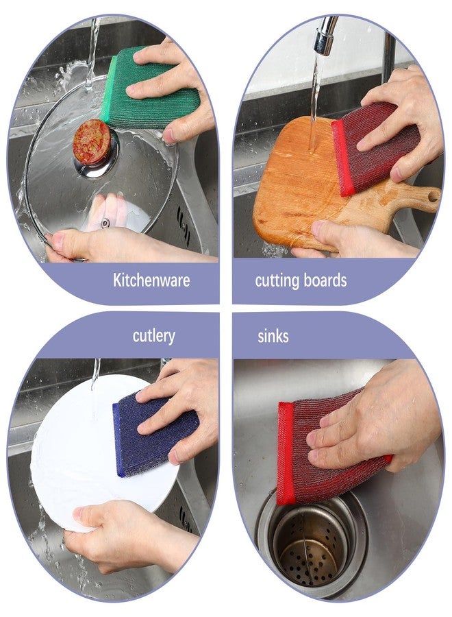 Hpmjz 6 pcs Steel Wool Kitchen Sponges Steel Dish Scrub Sponge Reusable Non-Scratch Scrubbers Multipurpose Scouring Sponges Duty Dish Microfiber Wash Kitchen Sponge for Cleaning Tools Pots Pans Scrub - Image 5